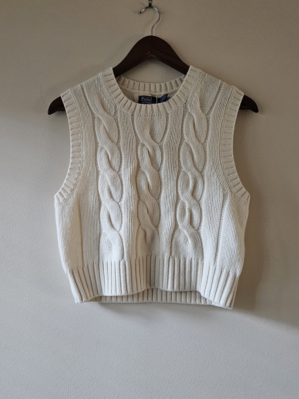 Polo By Ralph Lauren Cropped Cable Wool-Cashmere Sweater Vest